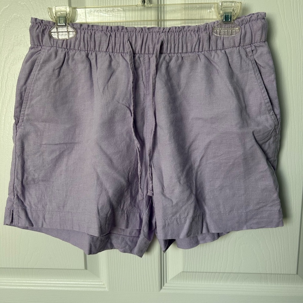 Gap Light Purple Drawstring Linen Casual Shorts Size Small